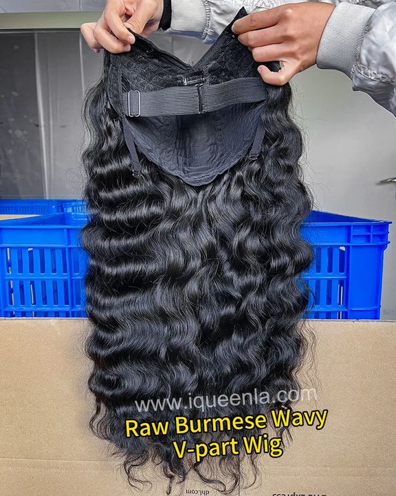 iqueenla Burmese Wavy Raw Hair V Part Wig 200% & 300% Density